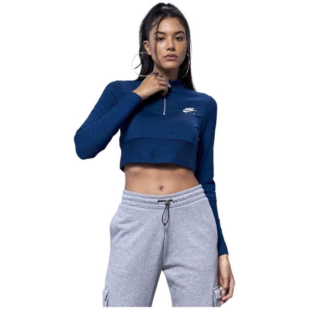 Nike Air Cropped Navy Blue and silver quarter zip like new size XL